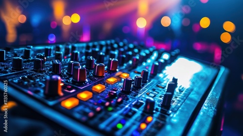 Close-up of a DJ Mixer in a Club