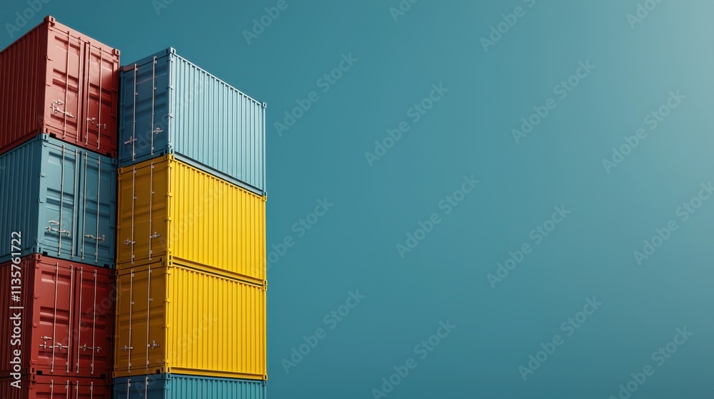 Fototapeta premium a stack of coulorful shipping containers arranged neatly