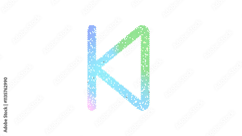 Icon step backward is made up of LED square shapes. There are bright diodes and there are black dead diodes Icon step backward is made up of LED square shapes. There are bright diodes and there are black dead diodes