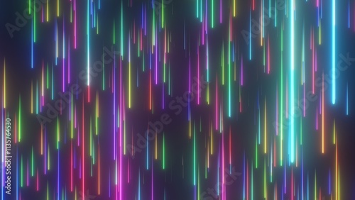 Vibrant Colorful Glow Neon Rain Radiant Space Light Streaks Falling - Abstract Background Texture