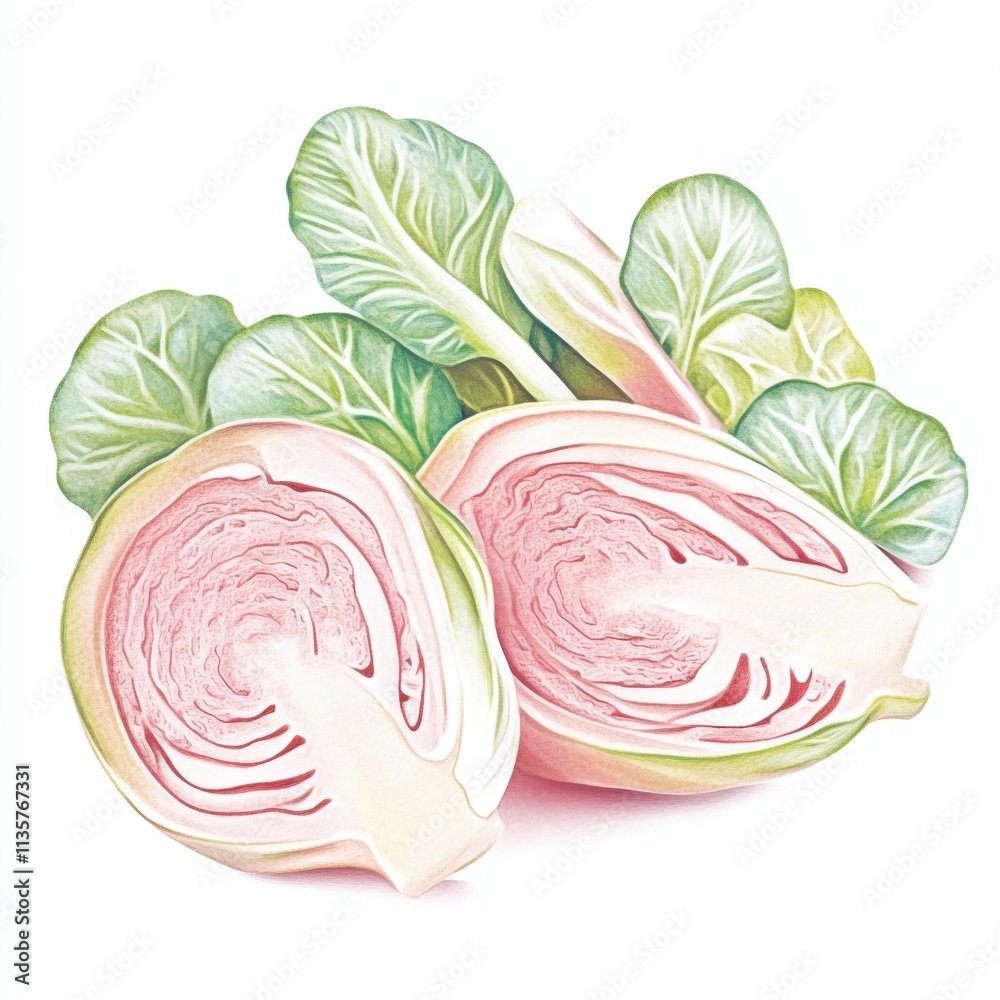 Obraz premium Fresh cabbage with vibrant leaves, perfect for healthy meals.