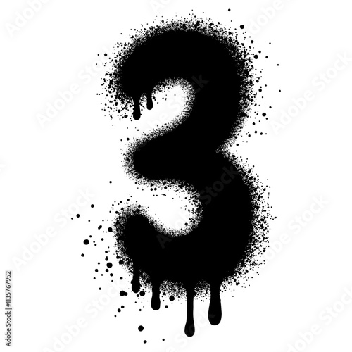 spray painted graffiti number 3 sprayed isolated with a white background. vector illustration.