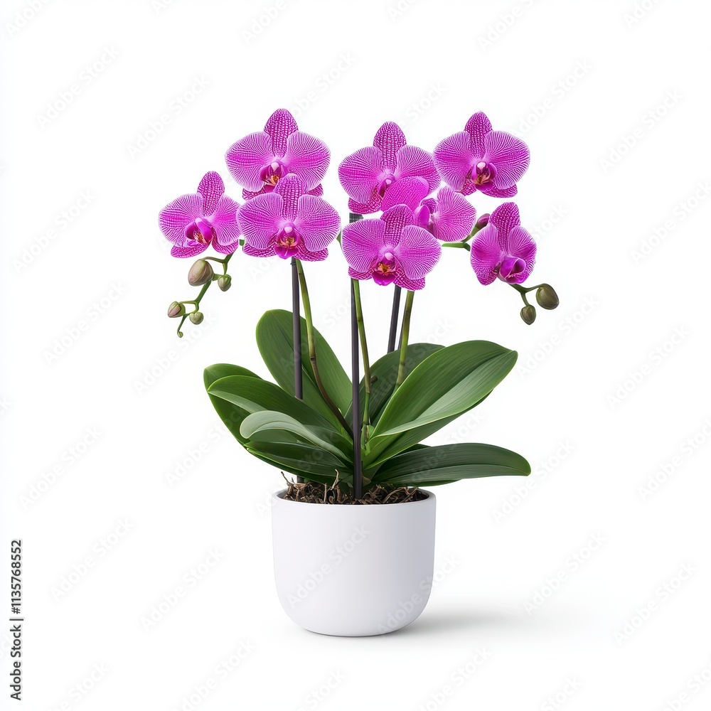 Vibrant Pink Phalaenopsis Orchid in White Pot Vibrant Pink Phalaenopsis Orchid in White Pot