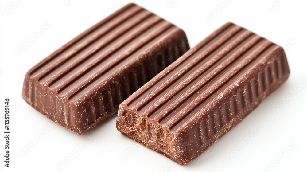 Two Delicious Chocolate Bars on White Background Two Delicious Chocolate Bars on White Background
