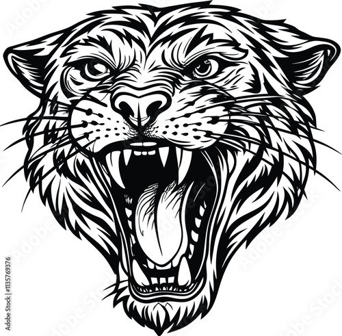 Roaring Puma Silhouette Vector Illustration