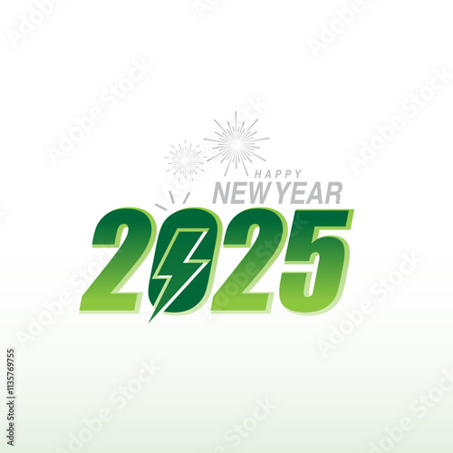 The New Year 2025 Green Power Energy social media banner poster cover design concept