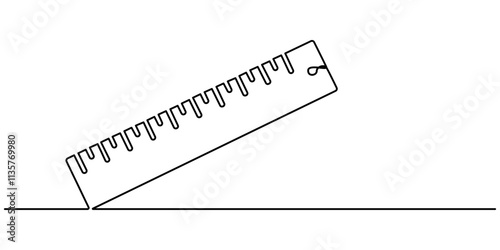 Vector illustration of ruler isolated on white background for kids coloring activity worksheet/workbook, ruler line icon. one line continuous style. sketch, unique, line art concept. used for icon. 