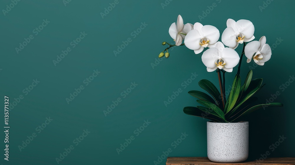 Elegant White Orchid in Teal Room Decor Elegant White Orchid in Teal Room Decor