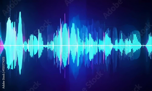 Abstract colorful audio or sound wave background illustration. Music frequency curve line, digital radio signal spectrum, voice equalizer effect, volume waveform element
