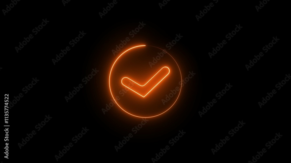 Right tick mark symbol illustration. Glowing neon light Check mark icon and tick mark icon isolated.. Right tick mark symbol illustration. Glowing neon light Check mark icon and tick mark icon isolated..