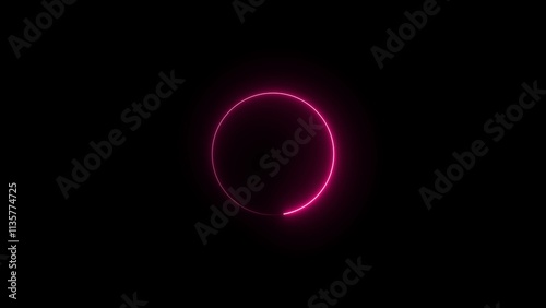 Blue neon light animated glowing border. Stylish neon frame. Circle shape frame blue color glowing .  Bright neon light effect circle frame Loop background 4K