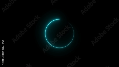 Blue neon fire style round, swirling circle shape. Burning border with blue light glowing. Glowing neon circle animation.