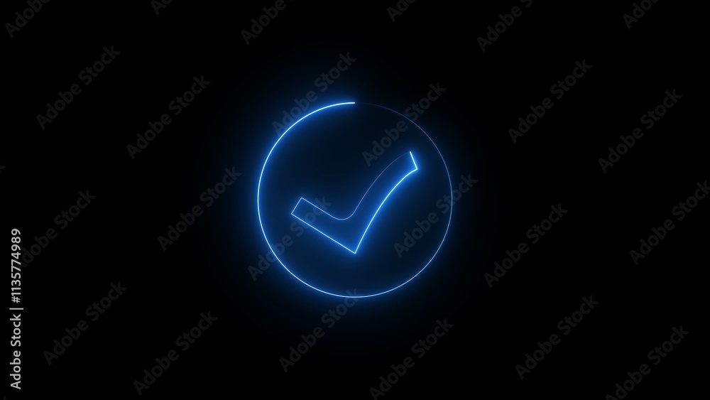 Search by image or Neon check mark symbol. Success mark icon . Glowing sign logo vector Search by image or Neon check mark symbol. Success mark icon . Glowing sign logo vector
