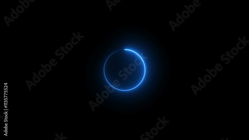 Blue neon light animated glowing border. Stylish neon frame. Circle shape frame blue color glowing .  Bright neon light effect circle frame Loop background 4K