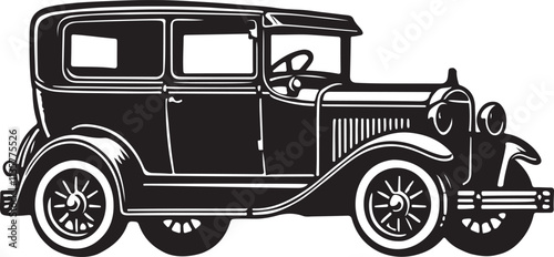 Classic vintage retro car silhouette vector, Car vector illustration