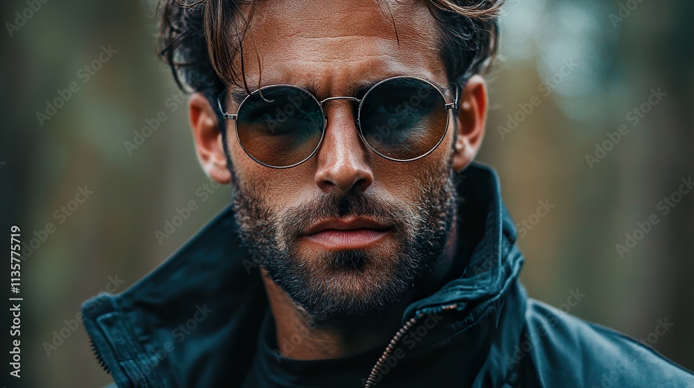 Obraz premium Portrait of a Man with Sunglasses and Beard