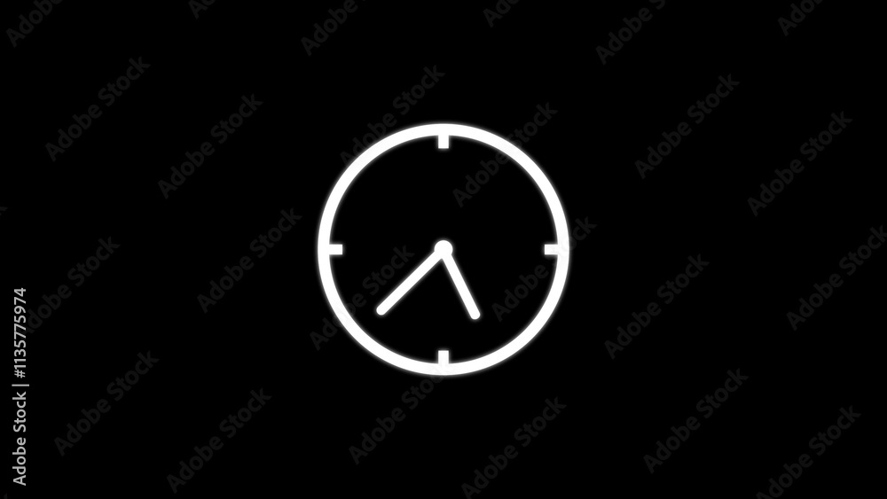 Clock icon, and moving arrow rotted. arrow rotate 10.00 to 06.00 on the green background. Clock icon, and moving arrow rotted. arrow rotate 10.00 to 06.00 on the green background.