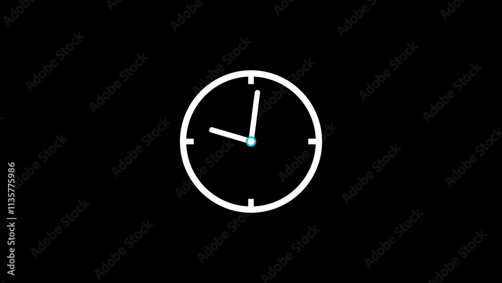 Clock icon, and moving arrow rotted. arrow rotate 10.00 to 06.00 on the green background. Clock icon, and moving arrow rotted. arrow rotate 10.00 to 06.00 on the green background.