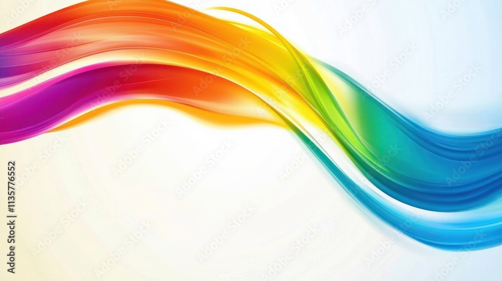 Obraz premium Abstract Rainbow Waves Flowing Across White Background