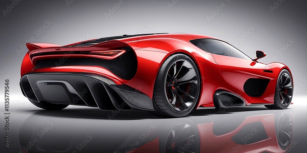 Naklejka premium The image shows a sleek, futuristic-looking sports car against a vibrant, colorful background.