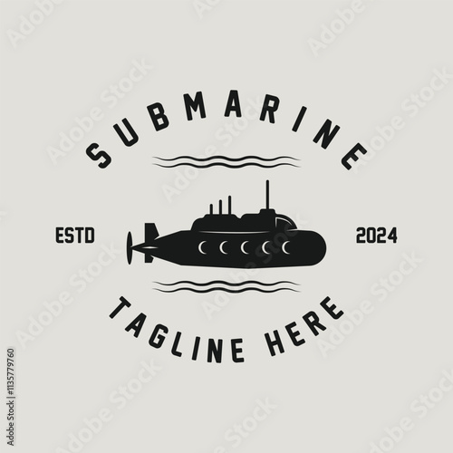 submarine logo vector illustration design. logo suitable for underwater tourism, restaurants, military and brand company photo