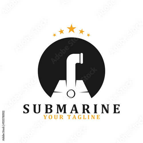submarine logo vector illustration design. logo suitable for underwater tourism, restaurants, military and brand company