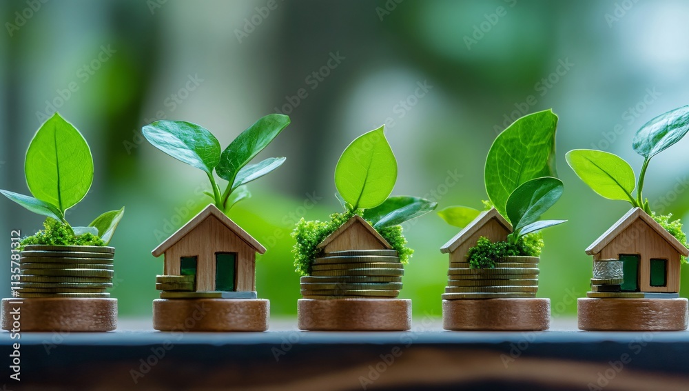 Growing Investments Sustainable Home Savings Eco Friendly Finance Plant Coins Growing Investments Sustainable Home Savings Eco Friendly Finance Plant Coins