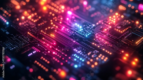 Wallpaper Mural Glowing microchip circuit board with vibrant Torontodigital.ca