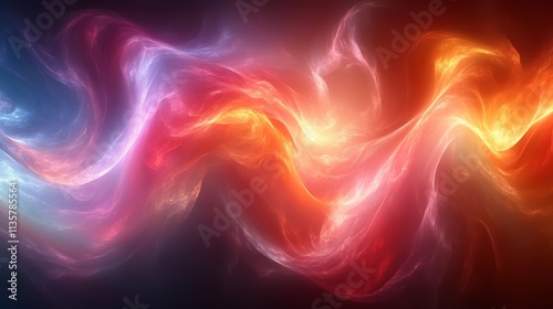 Colorful abstract light waves swirling in dark