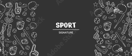 baseball doodle background, sports template theme, editable vector eps 10.