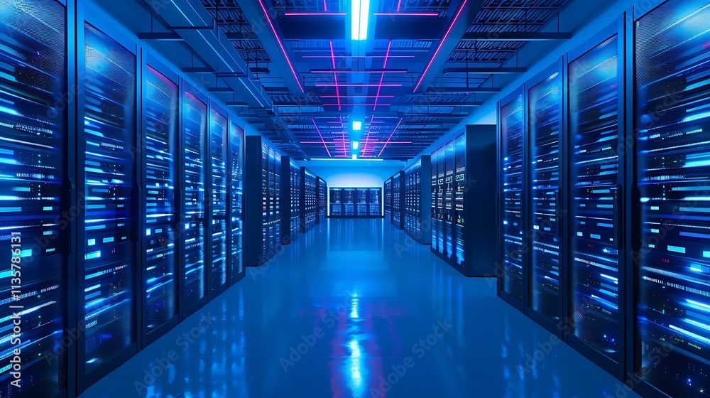 Server room data center and computer rack with storage information Server room data center and computer rack with storage information