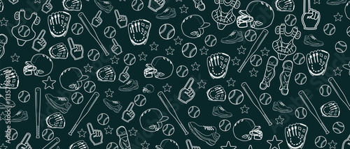 baseball doodle background, sports template theme, editable vector eps 10.