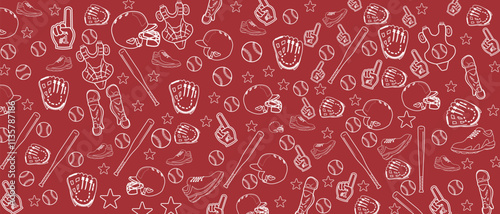 baseball doodle background, sports template theme, editable vector eps 10.