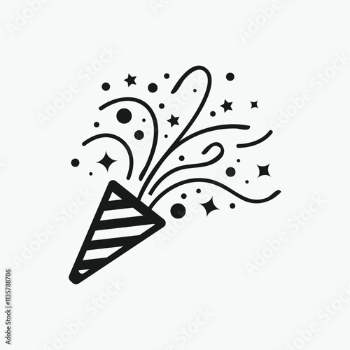 Celebration Icon Festive Party Popper with Fireworks