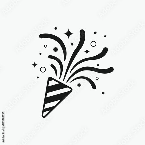 Celebration Icon Festive Party Popper with Fireworks
