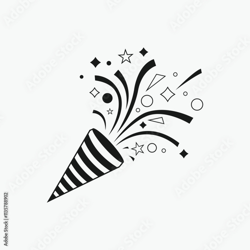 Celebration Icon Festive Party Popper with Fireworks
