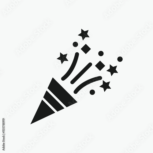 Celebration Icon Festive Party Popper with Fireworks