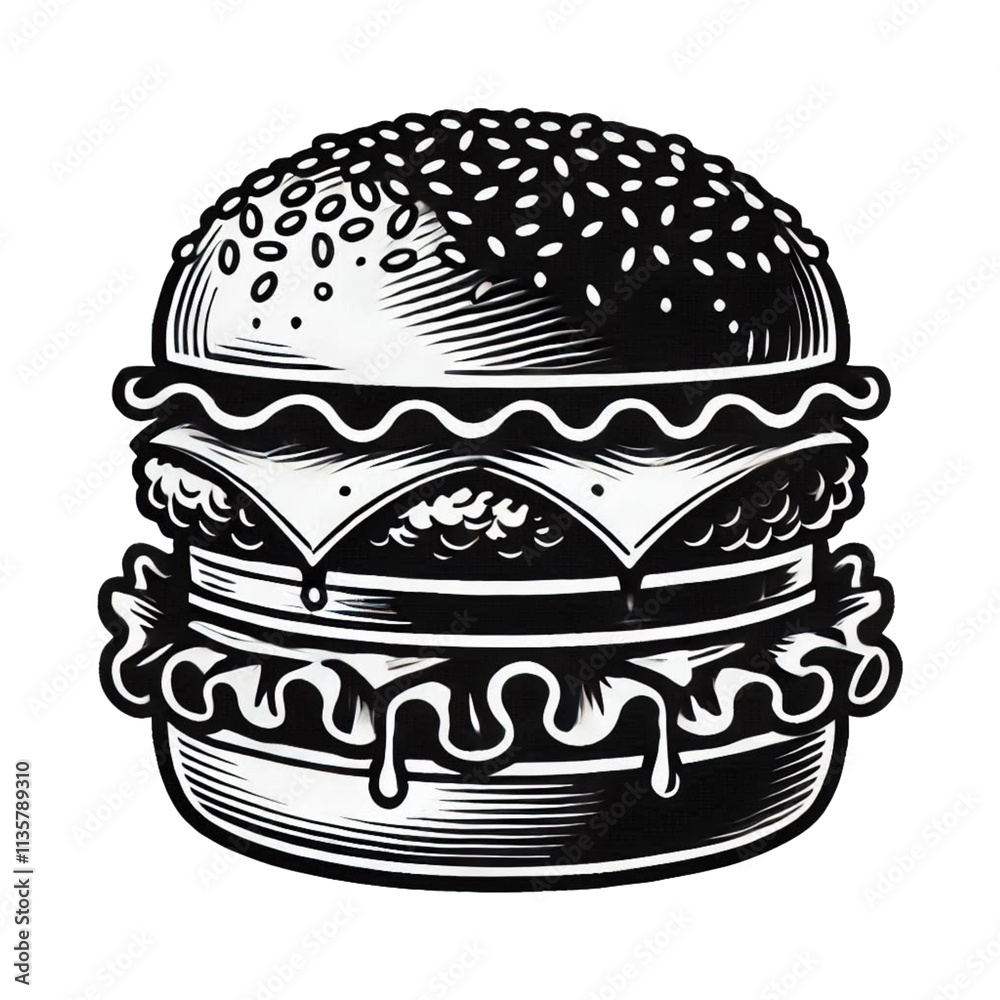 A close-up of a hamburger on a white background. lettuce, tomato, onion, and cheese. A close-up of a hamburger on a white background. lettuce, tomato, onion, and cheese.
