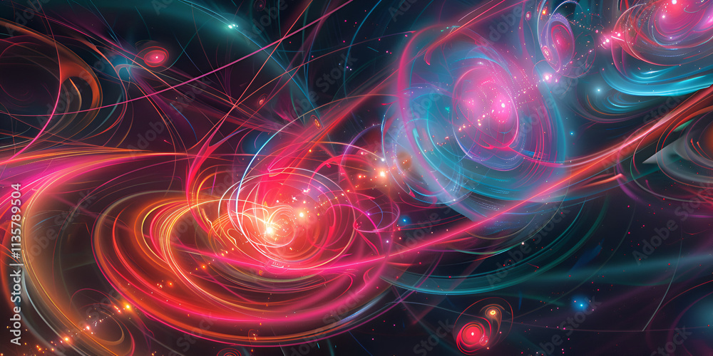 A mesmerizing cosmic dance of light and energy, with swirling nebulas, glowing orbs, and intersecting trails, evoking the vastness and mystery of the universe. A mesmerizing cosmic dance of light and energy, with swirling nebulas, glowing orbs, and intersecting trails, evoking the vastness and mystery of the universe.