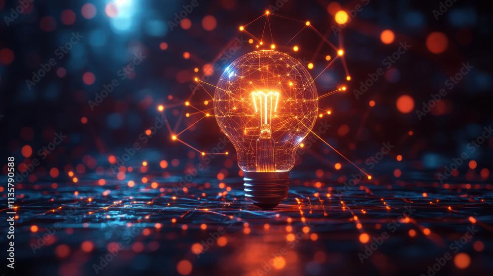Lightbulb glowing with connections, symbolizing innovation and ideas Lightbulb glowing with connections, symbolizing innovation and ideas