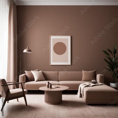 Modern interior design with Pantone 2025 Colour of the Year Mocha Mousse