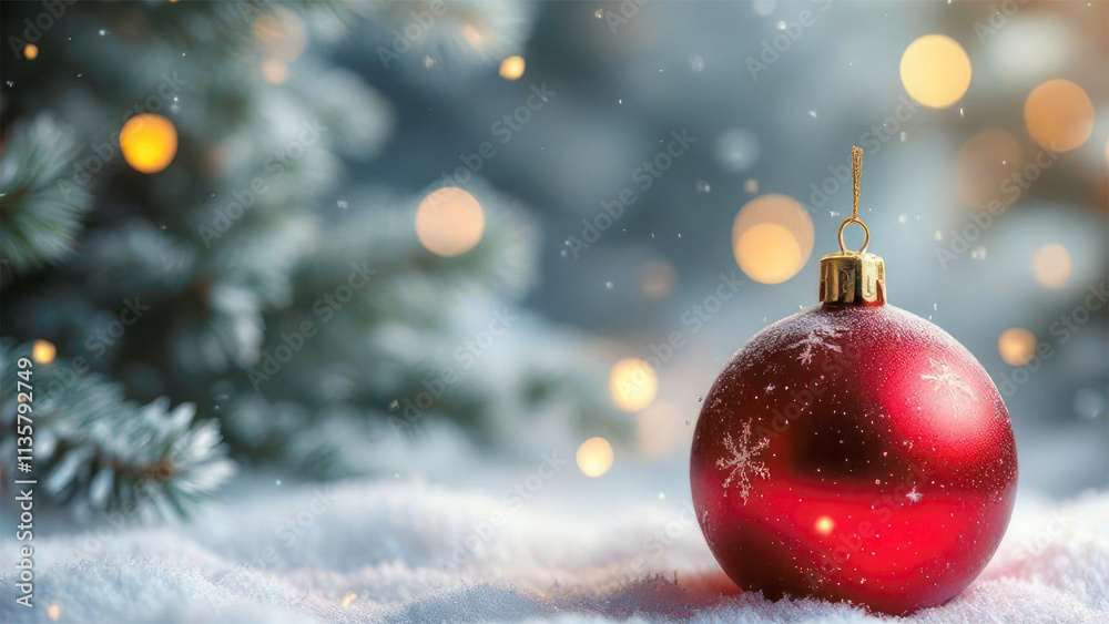 Red Christmas Ball Ornament Photo Background Red Christmas Ball Ornament Photo Background