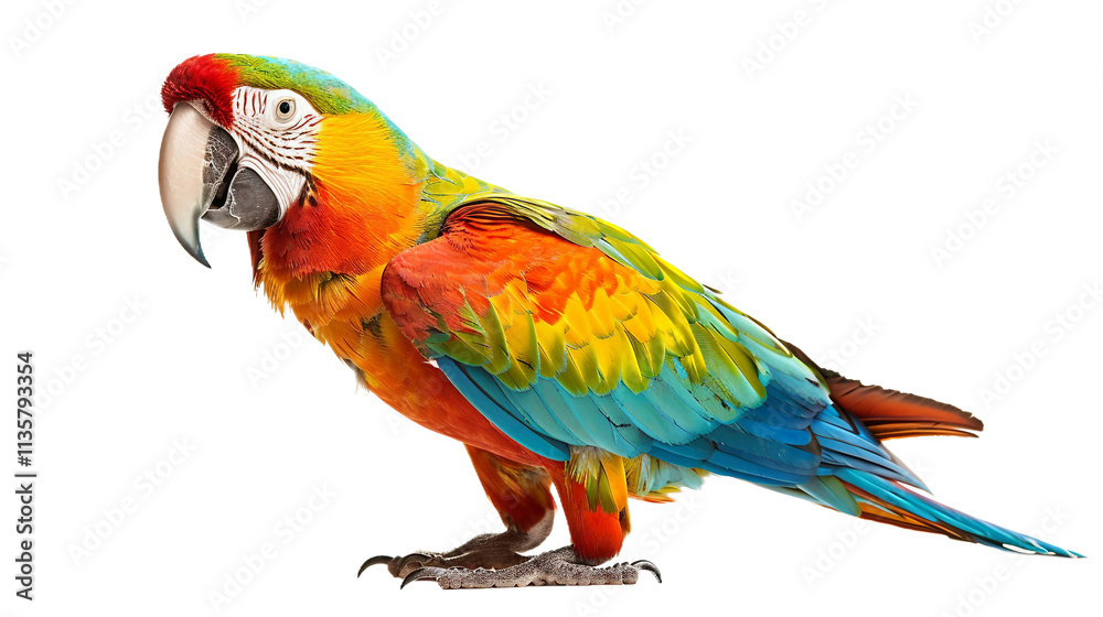 Fototapeta premium Lively Parrot with a Playful Spirit on transparent background PNG.