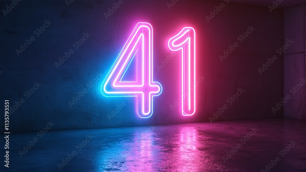 Neon number display in vibrant colors against a dark background Neon number display in vibrant colors against a dark background