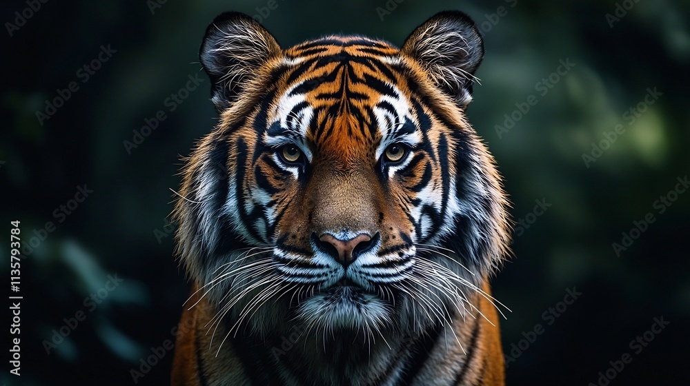 Dramatic Portrait of a Majestic Bengal Tiger Emerging from the Shadows Dramatic Portrait of a Majestic Bengal Tiger Emerging from the Shadows