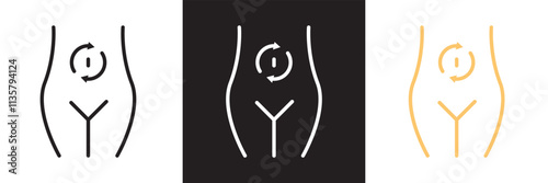 cramps stomach icon. Vector illustration. isolated on white and black background. EPS 10