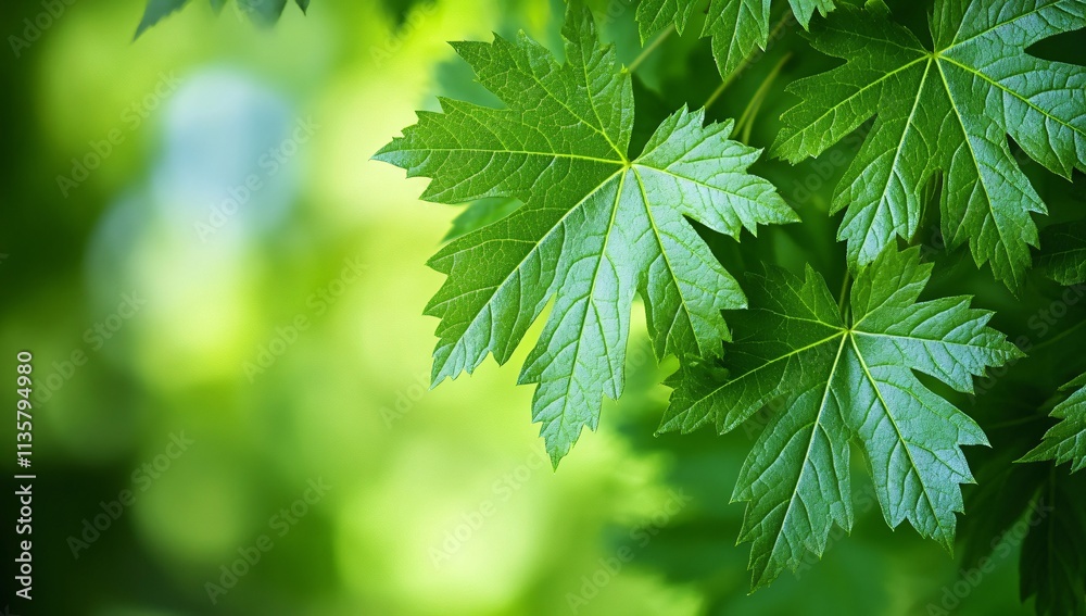 Vibrant Green Maple Leaves Nature Background Vibrant Green Maple Leaves Nature Background