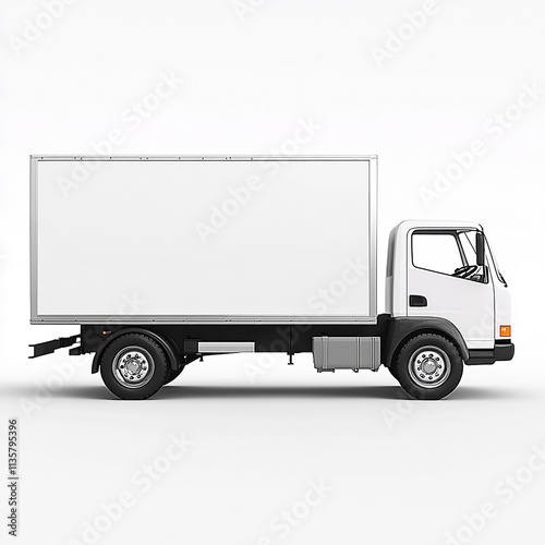 A white box truck, side view, against a plain background.