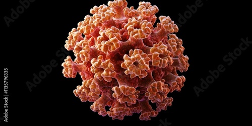 A 3D rendering of the human papillomavirus with its unique structure.