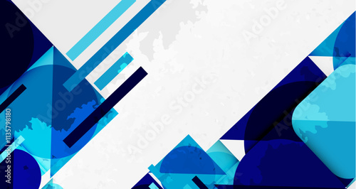 Squares, circles and triangles and grainy noisy texture. Vector Illustration For Wallpaper, Banner, Background, Card, Book Illustration, landing page